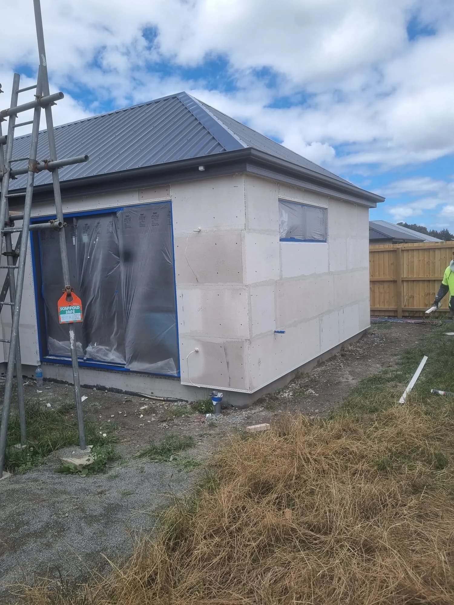 Backing boards fixed to a new home ready for plaster